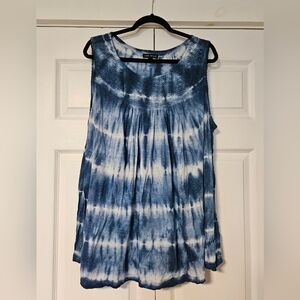 Lane Bryant Navy Tie-Dye Tank Top